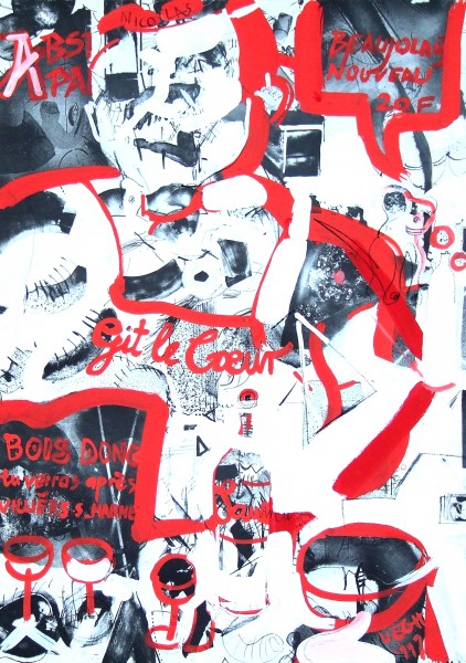 Párizsi pincér, 1997,papír, vegyes technika, 62x44 cm, a művész tulajdona